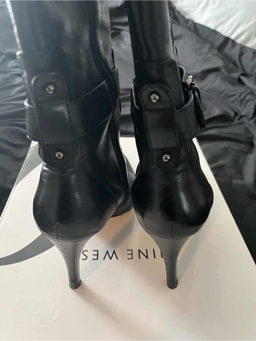 Nine West Black Pointed Toe Knee-High Stiletto Boots - Picture 2 of 10